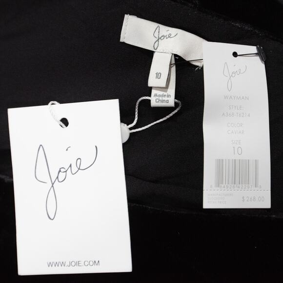 Joie Black Silk Blend Velvet One Shoulder Ruched Sleeve Asymmetrical Top Size 10 - Picture 7 of 11